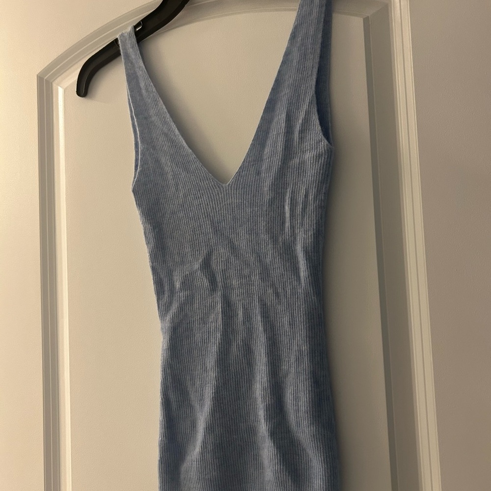 Light Blue Ribbed Knit Top